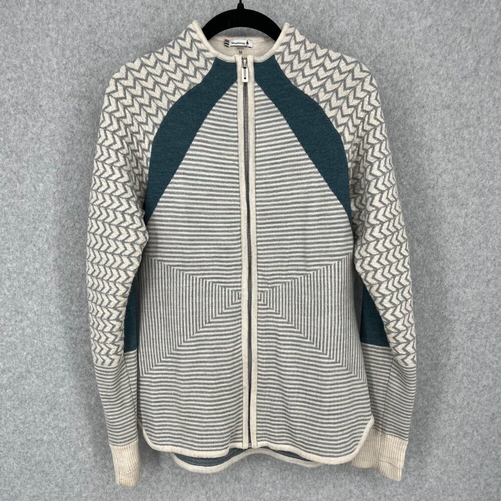 Smartwool Women's Cardigan - Cream and Teal